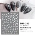 Gedetailleerd overzicht van 3D bloemennagelstickerblad, ultra-dun zelfklevend ontwerp. - DH-313 (Bloemenwit)