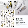 3D gouden lijn bloem nagelstickers zwart wit geometrische nagelkunst stickers 80x105mm - DH-401