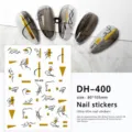 3D gouden lijn geometrische nagelstikers DIY zwarte zelfklevende nagelkunst decal DH-400 - DH-400