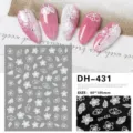 3D kersenbloesem nagelstickers DH-431, ultradunne bloemvormige zelfklevende nageldecals. - DH-431 / Wit
