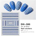 Blauw witte geruite nail art stickers 3D zelfklevende DIY manicure nageldecals DH-380 - DH-380 Blauw-Wit Ruitjes
