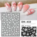3D Witte Bloem Nagelstickers Zelfklevende Decals Manicure DIY Ontwerp 80x105mm - DH-432 / Wit