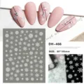 Pegatinas de uñas de copo de nieve blanco 3D, calcomanías ultrafinas, tamaño 80x105mm. - DH-466