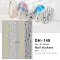 3D goud wit zwart ster lijnen nagelstickers DIY nail art decoratie 80x105mm - DH-148