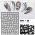 3D nail art stickers ultra-thin flower and heart manicure decals 80x105mm sheet design - DH-436 / White