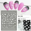 autocollants d'ongles flocon de neige de noel 3d vue detaillee, feuille de patch rose noir. - DH-468