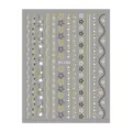 Detail view of 3D gold foil star and stripe nail art sticker sheet with delicate patterns. - DH-1100 / Gold