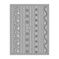 Detailed closeup view of 3D star and dot nail art sticker sheet with various patterns. - DH-1100 / Silver