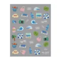 5D in reliëf zomer strand nagelstickers schattige palmboom golf nail art decoratie - He-1857