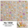 5D in reliëf zomer strand nail art stickers schattige cartoon palmboom zeilboot - He-1858