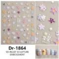 5D in reliëf gemaakte ster nagelkunst stickers schattige geruite patroon manicure - Dr-1864