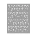 Close-up detail of white bow nail art stickers sheet, minimalist design for manicure decoration. - DH-1071 / Silver