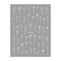 Nail art stickers sheet featuring silver pentagram and shooting star designs, model DH-1098. - DH-1098 / Silver