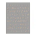 Gedetailleerd overzicht van gouden nagelstickers, elegant metalen typografieontwerp. - Roségoud