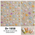 5D reliëf zomer strand nagelstickers met schattige cartoon ontwerpen, 3D embossed nageldecoratie. - Dr-1858