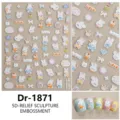 5D reliëf schattige cartoon konijn nagelstickers met strik en hart voor manicure art DIY. - Dr-1871