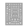 White bows and hearts nail art stickers sheet grey background fashion manicure DIY design - DH-1073 / White