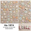 5D reliëf schattige kat nail art stickers embossed stickers voor manicure ontwerpen - He-1874