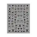 3D nail art stickers sheet featuring cute bows hearts and cross patterns for DIY manicure. - DH-1073 / Black