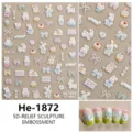 5D reliëf konijn strik nagelstickers, schattige cartoon 3D enge nagelkunst stickers voor vrouwen. - He-1872