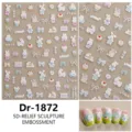 5D in reliëf schattige konijn strik nagel stickers reliëf zelfklevende decals voor nail art - Dr-1872