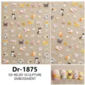 5D reliëf schattige kat nagelkunst stickers reliëf ontwerp charmante nagelstickers - Dr-1875