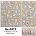 5D reliëf schattige konijn strik nail art stickers DIY reliëf nagelstickers vrouwen - He-1873