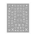 3D white bow heart nail stickers adhesive decals for women girls manicure art design DIY - DH-1073 / Silver