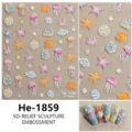 5d reliëf oceaan thema nail art stickers met schattige kwal en zeester ontwerpen voor manicure. - He-1859