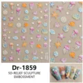 5D reliëf mariene nagelstickers met kwallen zeesterren en schelpen voor creatief nailart ontwerp - Dr-1859