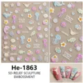 5D reliëf nagelstickers met zeedieren zoals dolfijnen en vissen voor creatieve nail art. - He-1863