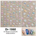 5D relief oceaan nagelstickers met schattige kwallen zeesterren schelpen en vissen. - Dr-1860