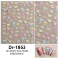 5D reliëf nagelstickers schattige zeedieren dolfijn kwal schelp ontwerp nageldecals - Dr-1863