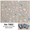 5d embossed nail art stickers marine theme shell starfish mermaid nail decals set - He-1862