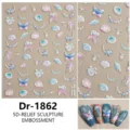 5D reliëf nagelstickers, schattige mariene kwal zeester schelp zelfklevende nageldecals - Dr-1862