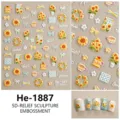 5D reliëf zonnebloem nagelstickers schattige madeliefje strik nail artstickers decal He-1887 - He-1887
