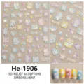 5D reliëf skelet nagelstickers schattige holografische beren kat nail art decals. - He-1908 (Schelp Licht)