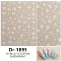 5D reliëf nagelstickers met witte kant, strikken en kruizen voor stijlvolle nailart. - Dr-1895