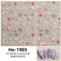 5D reliëf ocean schelp zeester nagel stickers iriserende manicure nail art decals He-1905 - He-1905 (Schelp Licht)