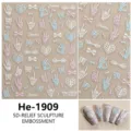 5D embossed nail art stickers, schattig skelet bot strik hart zelfklevende stickers manicure. - He-1909
