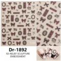 5D reliëf nagelstickers strik kant vintage zwart bordeaux gep embossed nagelstickers - Dr-1892