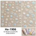 5D Reliëf Zester Schelp Nagelstickers Holografische Zelfklevende Decals He-1906 - He-1906 (Schelp Licht)