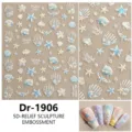 5D in reliëf zeester schelp nagelstickers holografische nail art decals voor DIY. - Dr-1906 (Schelpenlicht)