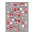 5D Red Cartoon Horse Nail Art Stickers Cute Love Bow Red & White Relief Nail Decals - Dr-1708