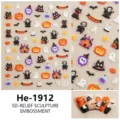 5D Halloween nagelstickers reliëf griezelig spook pompoen schedel nagel decoratie - Halloween Spook Stijl (He-1912)