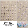 5D reliëf kruis strik nagelstickers, gotische in relief zilveren manicure decals. - Dr-1903 (Zilver Gestempeld)