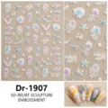 5D reliëf nagelstickers holografische schelp kwal zeester nail art decoratie - Dr-1907 (Schelpenlicht)