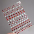 3D rood witte hart nagelstickers schattige kleine liefde nagelkunst stickers DIY - DH-552