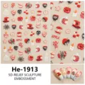 5D reliëf Halloween nagelkunst stickers met griezelig appel ontwerp en decors He-1913 - Halloween Appel Stijl (He-1913)