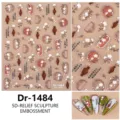 5D reliëf Chinese stijl nagelstickers met vintage vazen en witte magnolia bloemkunst designs. - Dr-1484 (Jelly)
